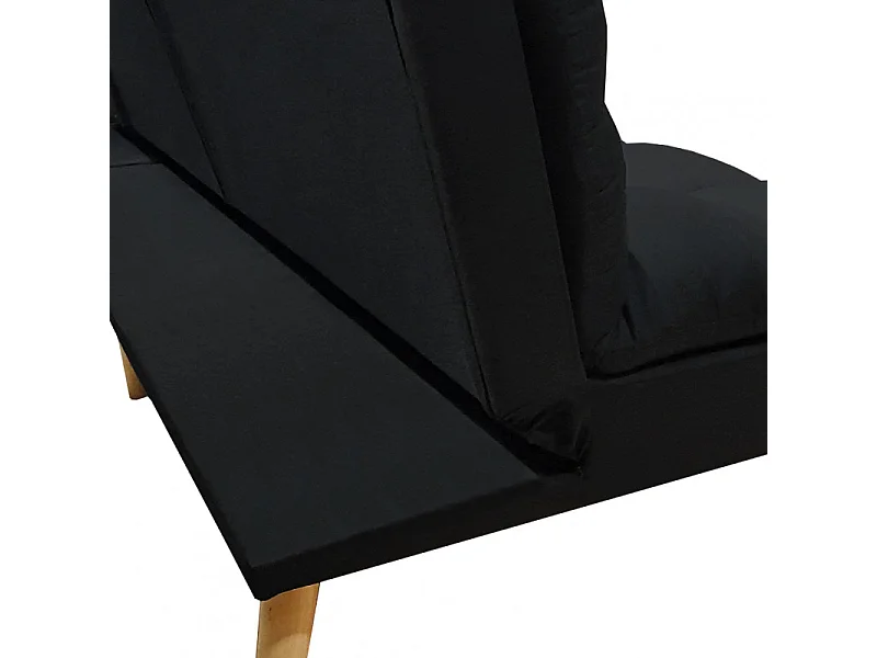 Banquette convertible angle réversible et modulable tissu noir - KURT