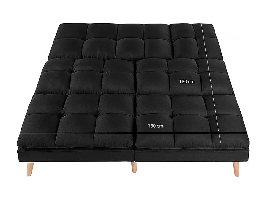 Banquette convertible angle réversible et modulable tissu noir - KURT