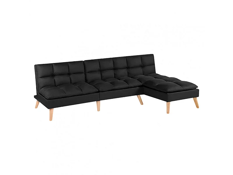 Banquette convertible angle réversible et modulable tissu noir - KURT