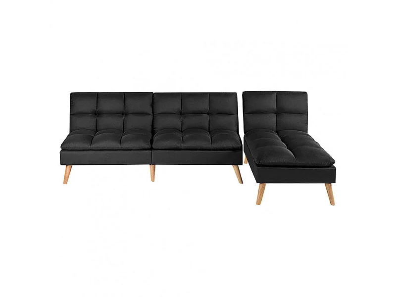 Banquette convertible angle réversible et modulable tissu noir - KURT