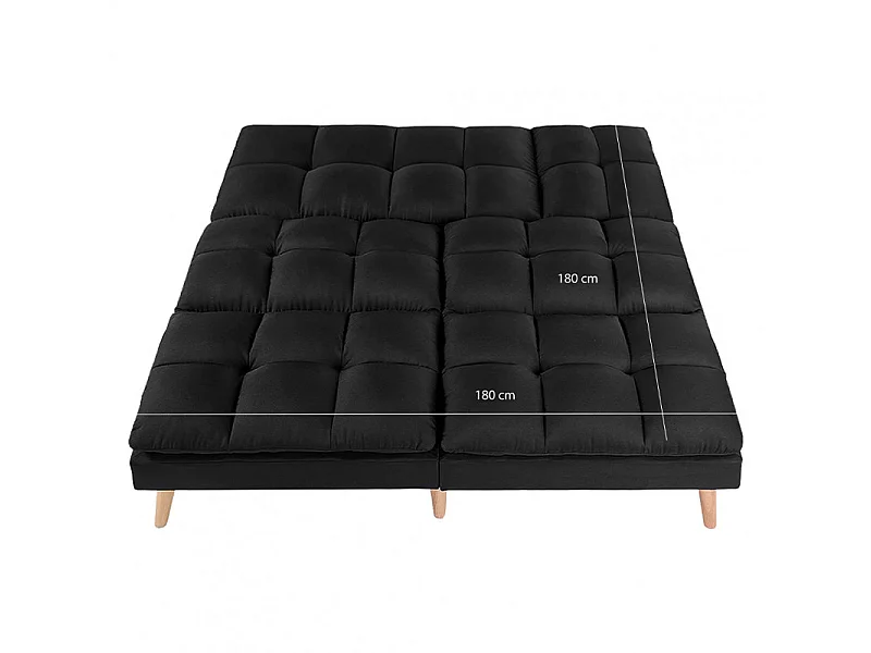 Banquette convertible angle réversible et modulable tissu noir - KURT