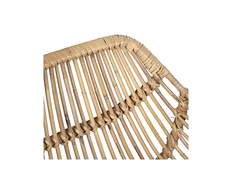 Lot de 2 fauteuils en rotin avec coussin et pieds métal noir - IBIZA