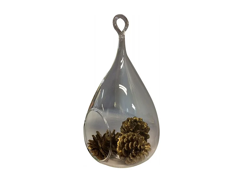 Terrarium plantes 21 cm à suspendre goutte en verre fumé - GLASSBOX