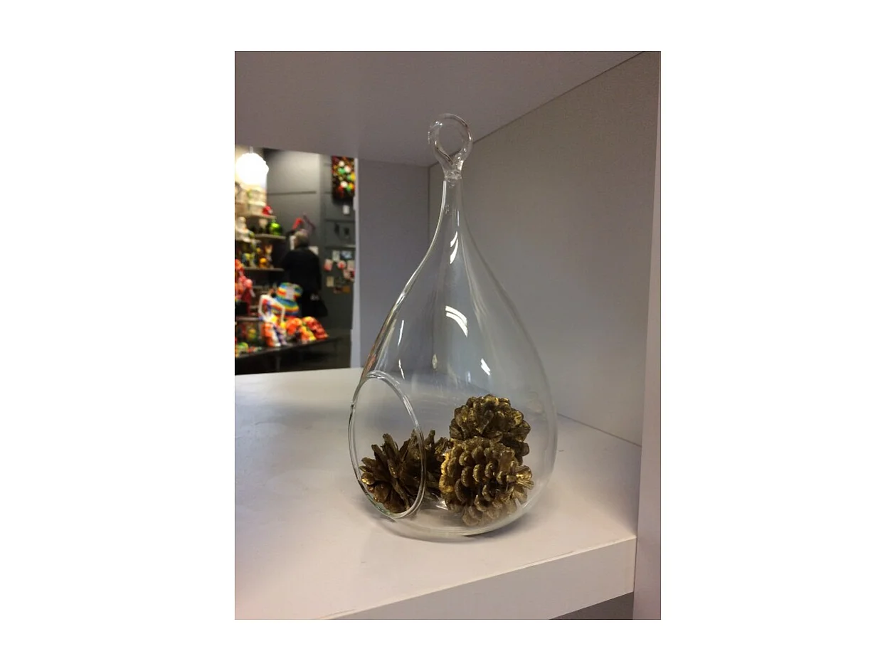 Terrarium plantes 21 cm à suspendre goutte en verre fumé - GLASSBOX