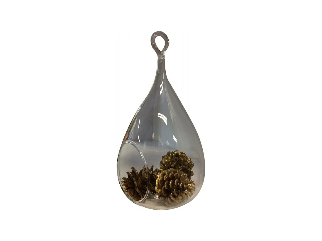 Terrarium plantes 21 cm à suspendre goutte en verre fumé - GLASSBOX