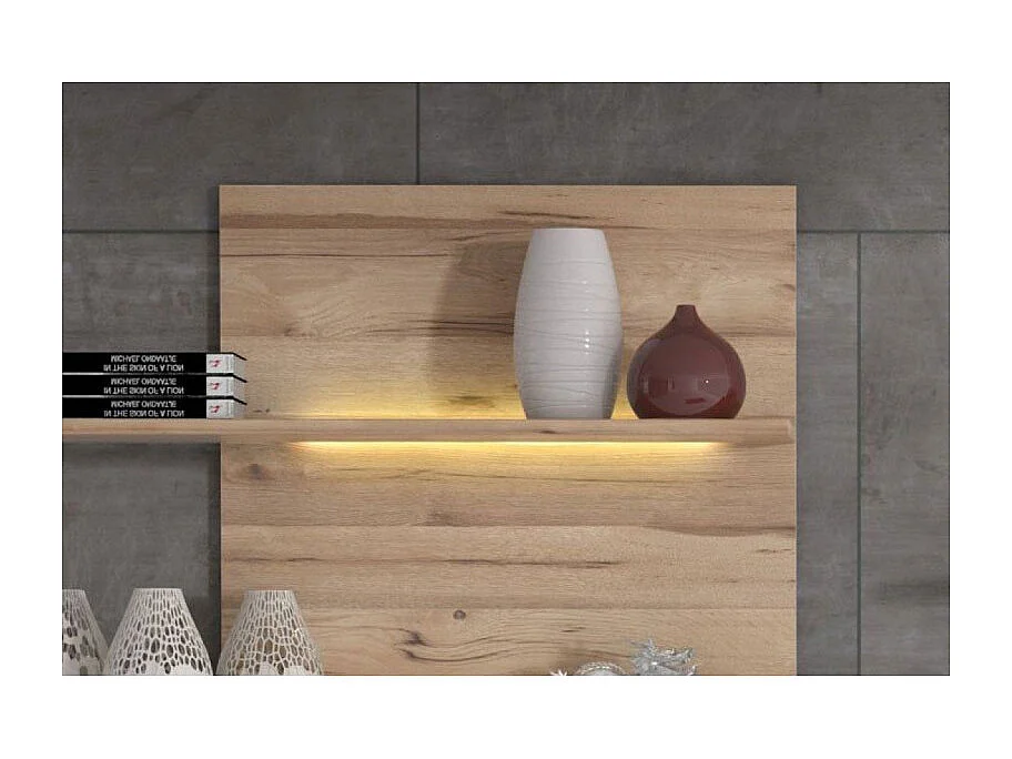 Ensemble meuble TV paroi murale blanc décor chêne clair - NOVA