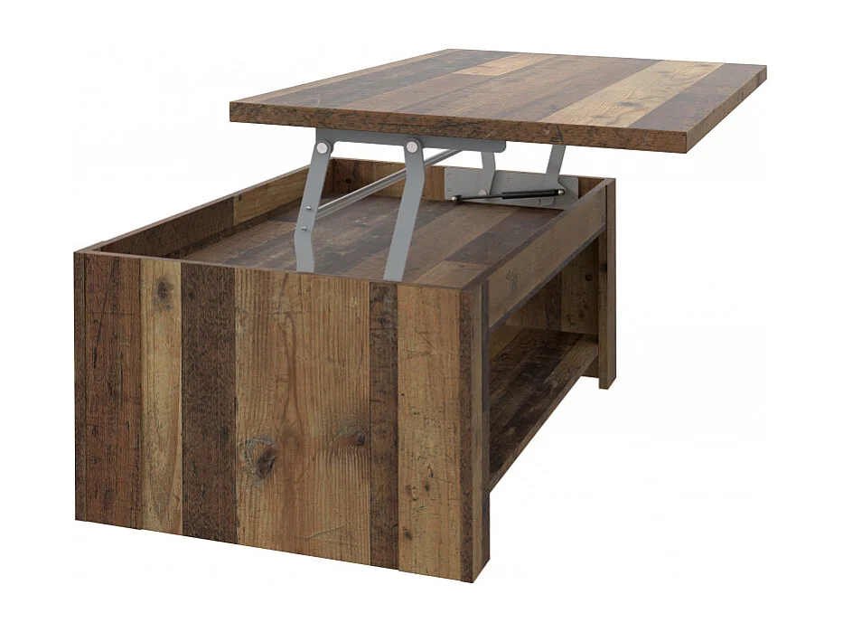 Table basse avec plateau relevable effet bois vieilli - BUCK