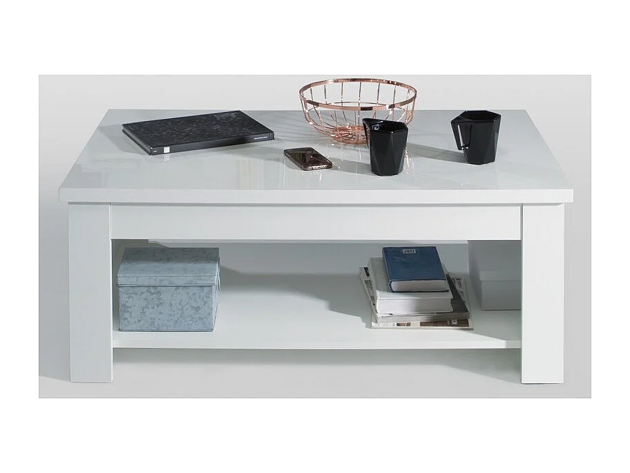 Table basse rectangulaire blanc avec plateau relevable - COOL