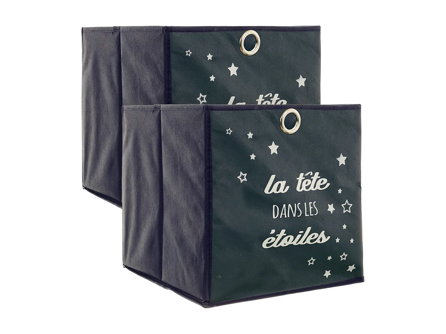 Lot de 2 cubes de rangement 30x30 cm bleu 27L