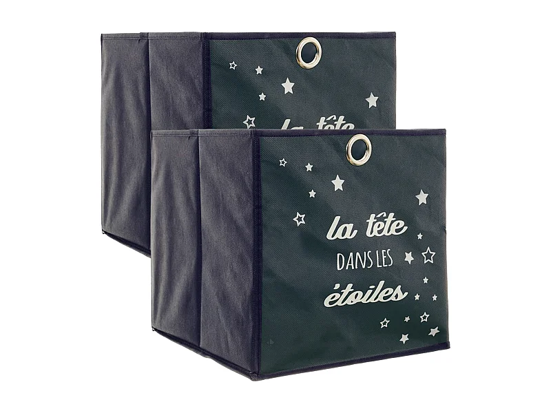 Lot de 2 cubes de rangement 30x30 cm bleu 27L