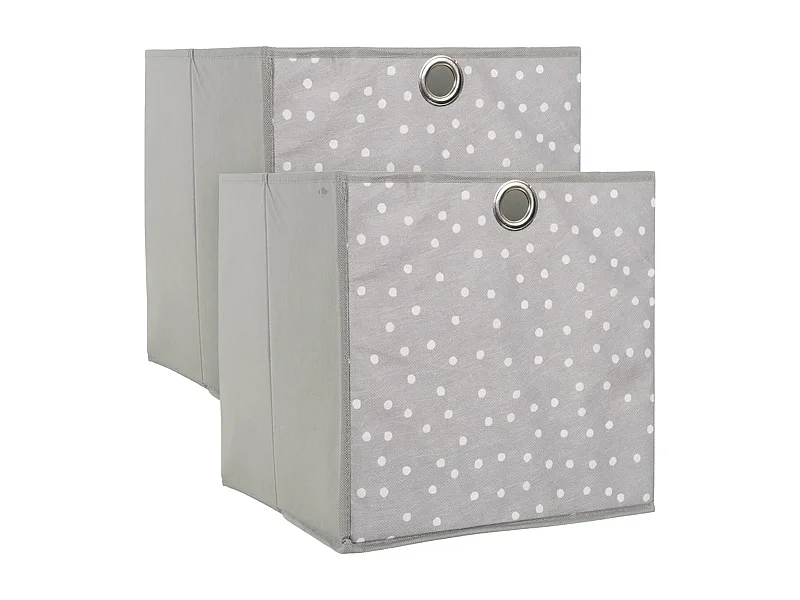 Lot de 2 cubes de rangement 30x30 cm gris/blanc 27L