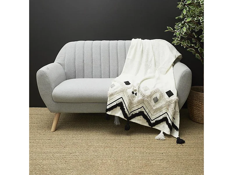 Jeté de canapé 130x150 cm coton JAIPUR noir