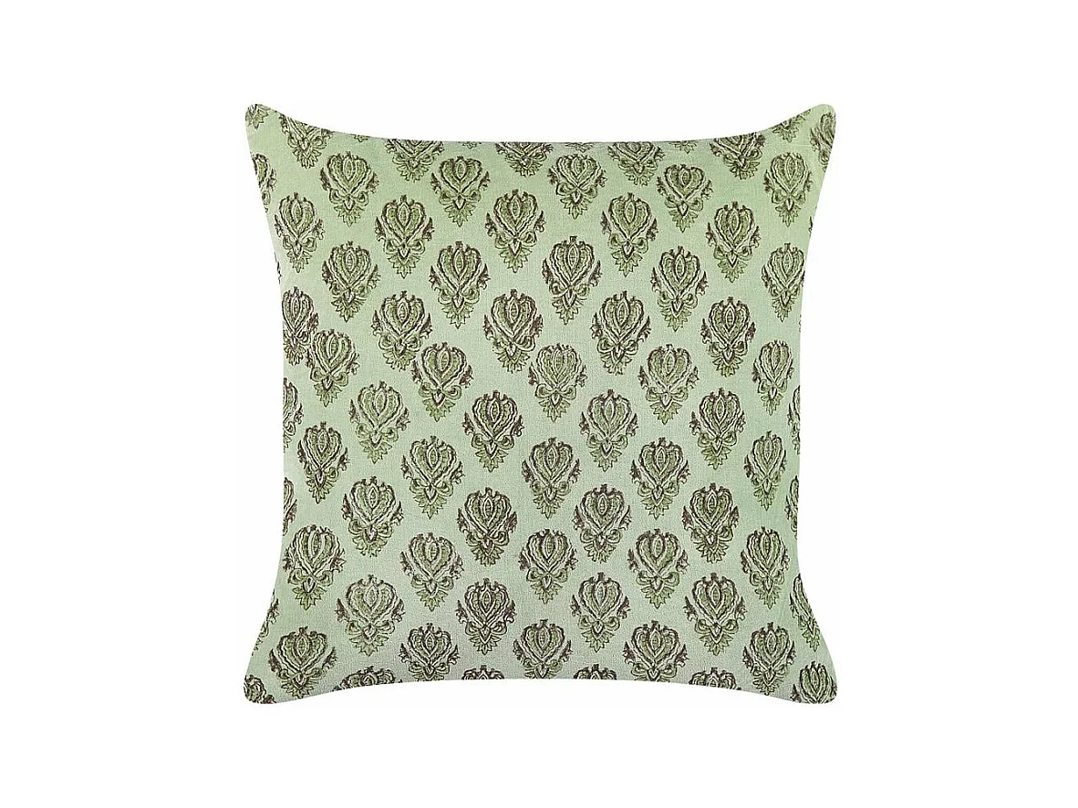 Coussin RUNGIA Velours 45 x 45 cm Vert Motif floral