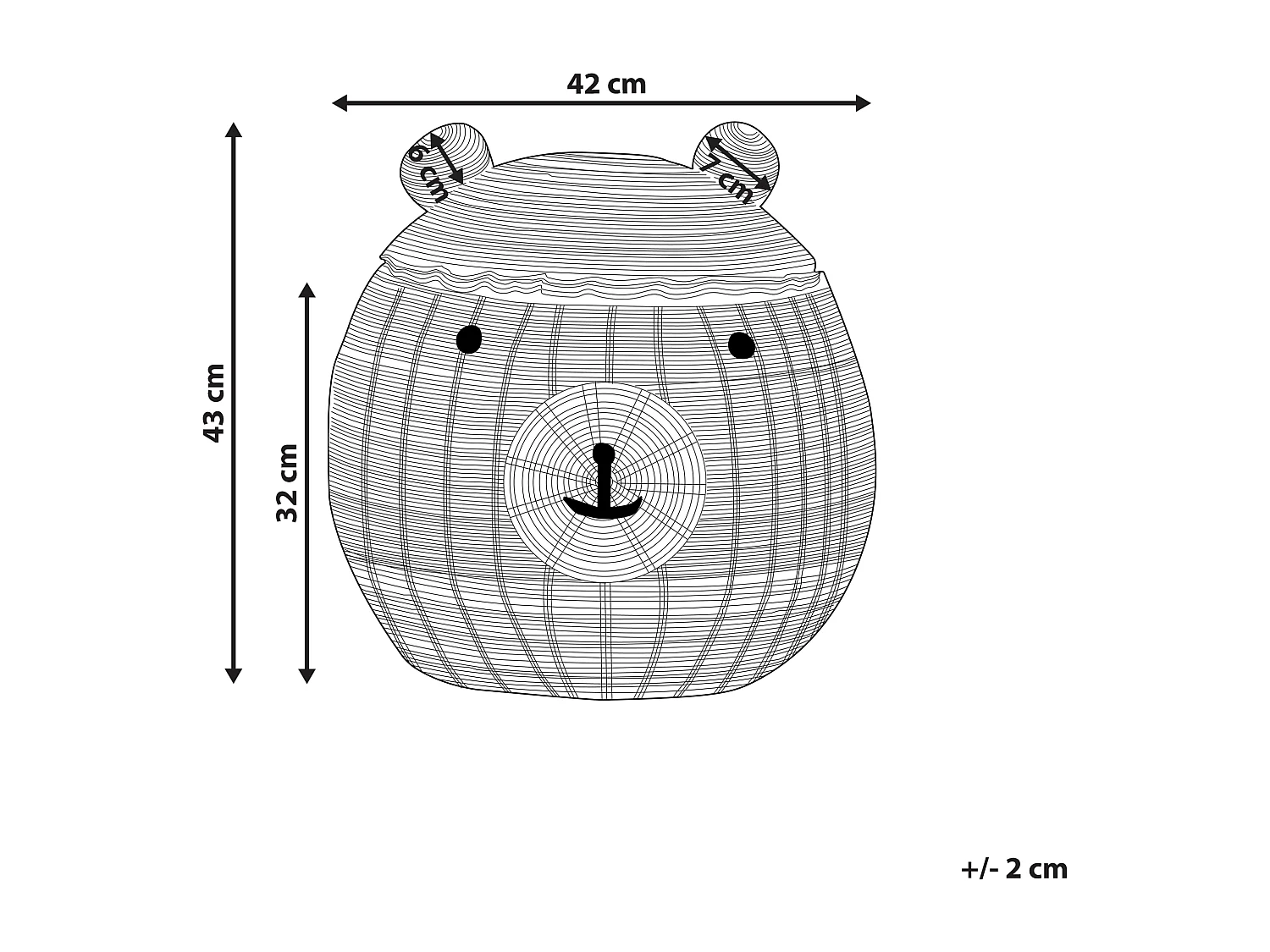 Cestino per bambini orsacchiotto HIMBA Rattan Naturale