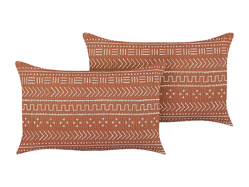 Set di 2 cuscini ORLAYA Cotone 55 x 35 cm Arancione Trama geometrica