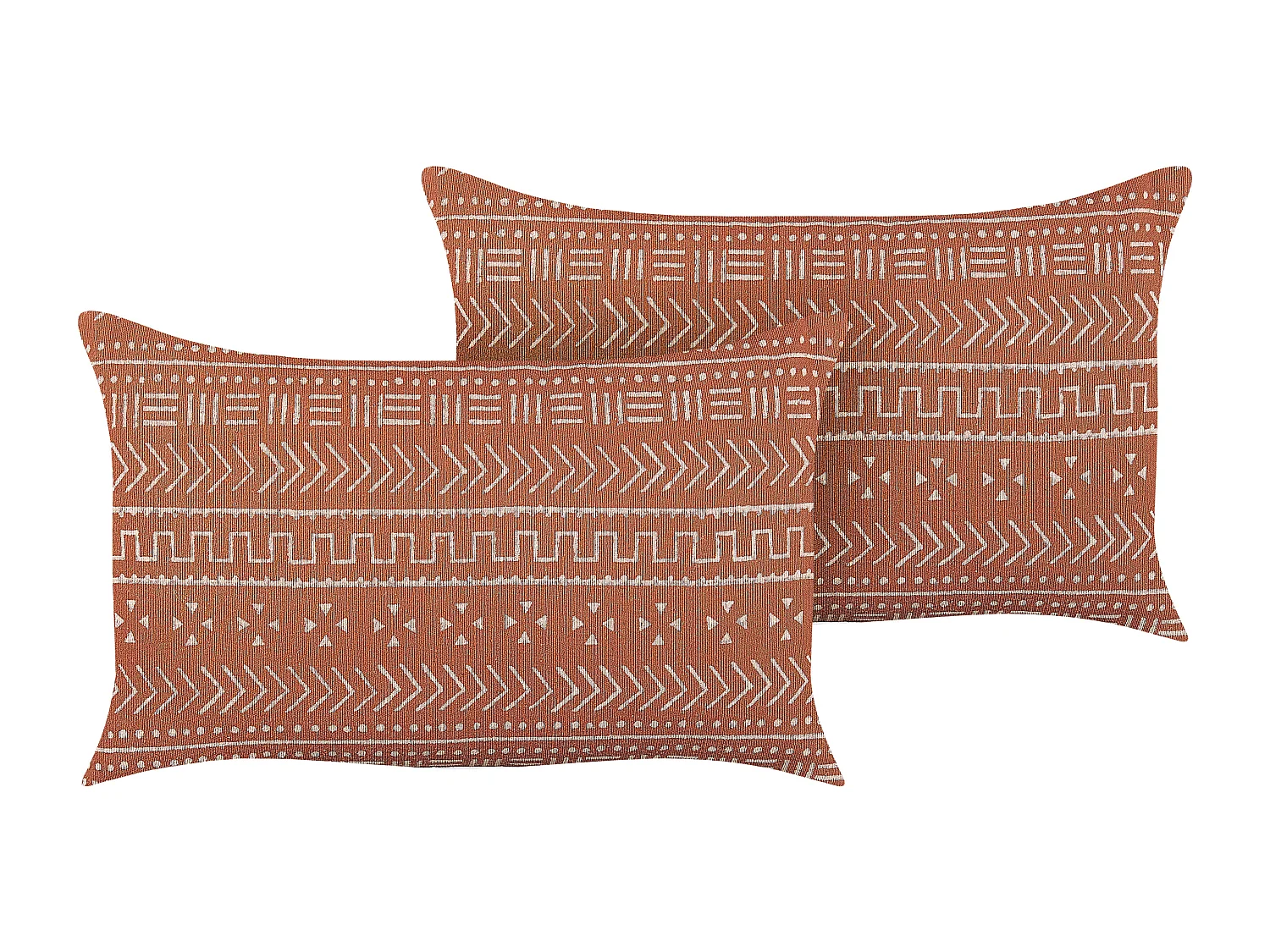 Lot de 2 coussins décoratifs ORLAYA Coton 55 x 35 cm Orange Motif géométrique
