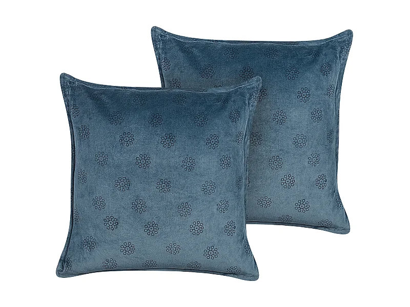 Cuscino decorativo SESELI Velluto 45 x 45 cm Blu scuro Trama geometrica