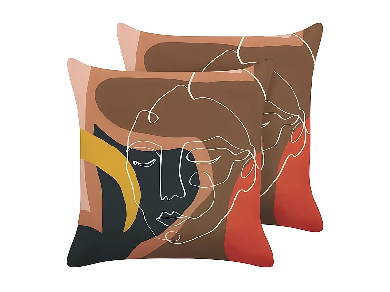 Dekokissen mit Füllung 2er Set bunt Gesichtsmotiv 45 x 45 cm Hyacinth