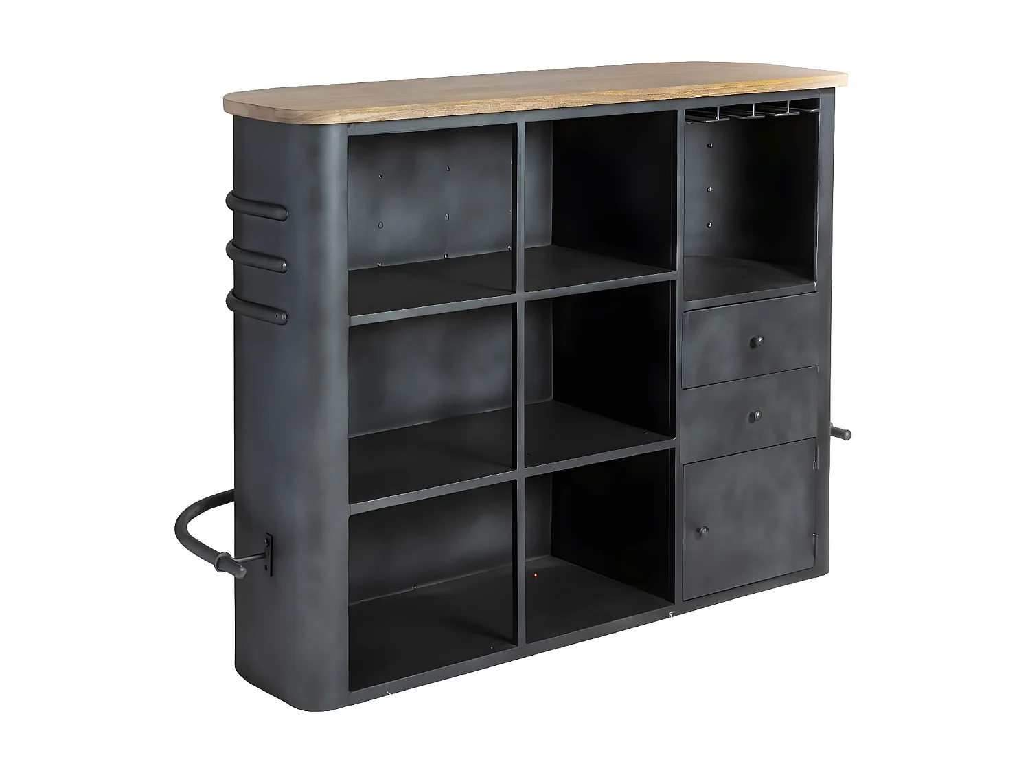 Mueble bar en metal Locker con tablero de madera de mango