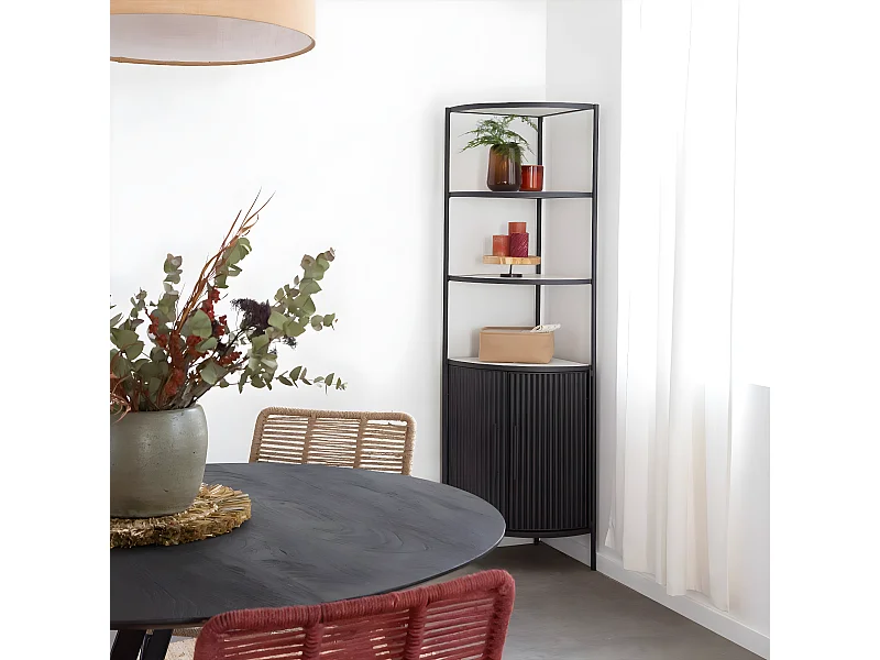 Estantería esquinera Mona en metal y mármol