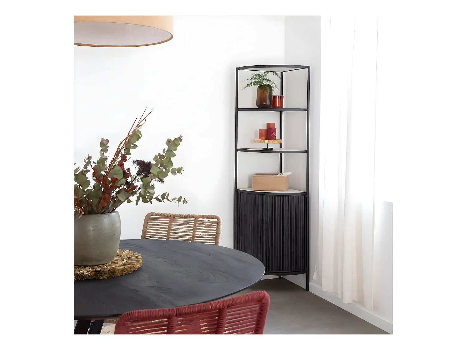 Etagère d'angle en métal et marbre Mona