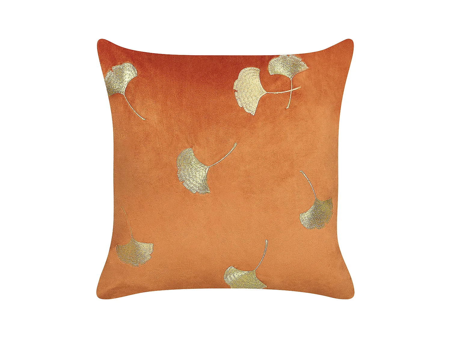 Dekokissen mit Füllung 2er Set Samt orange / gold Blättermotiv 45 x 45 cm Tulip