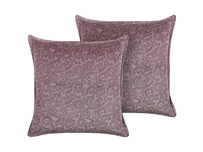 Set di 2 cuscini KALMIA Velluto 45 x 45 cm Rosa Trama floreale