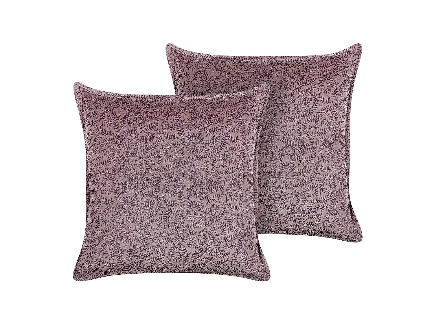 Set van 2 decoratieve kussens KALMIA Fluweel 45 x 45 cm Roze Bloempatroon