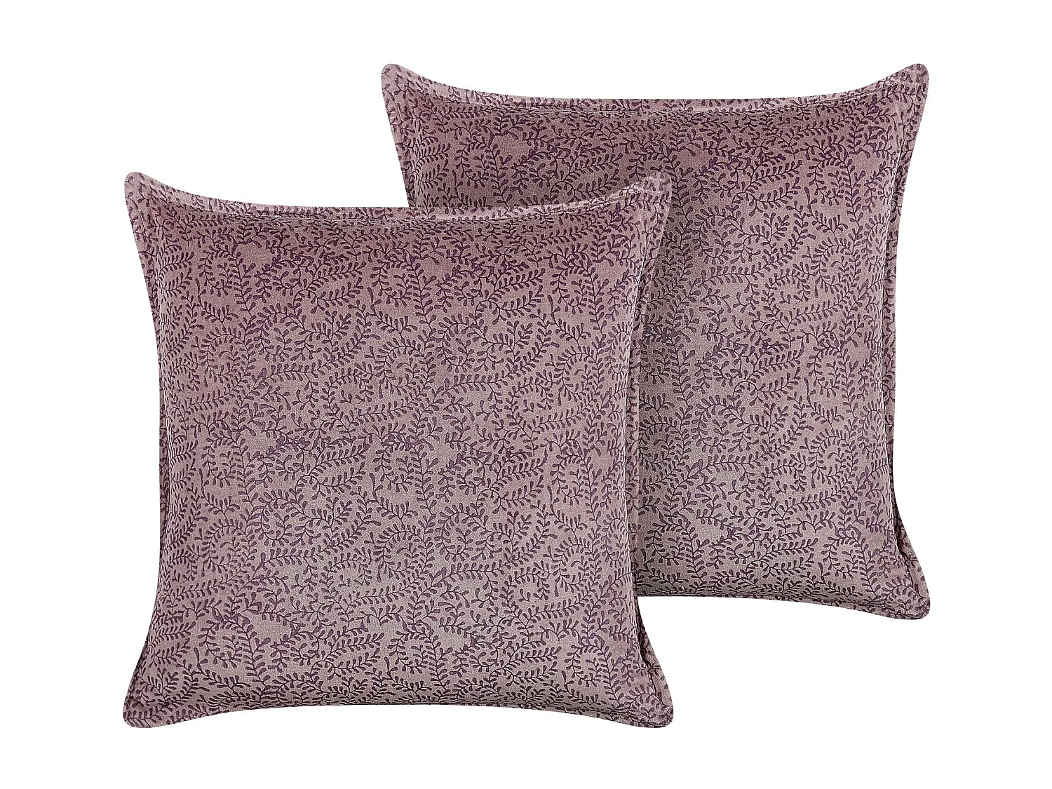 Set van 2 decoratieve kussens KALMIA Fluweel 45 x 45 cm Roze Bloempatroon