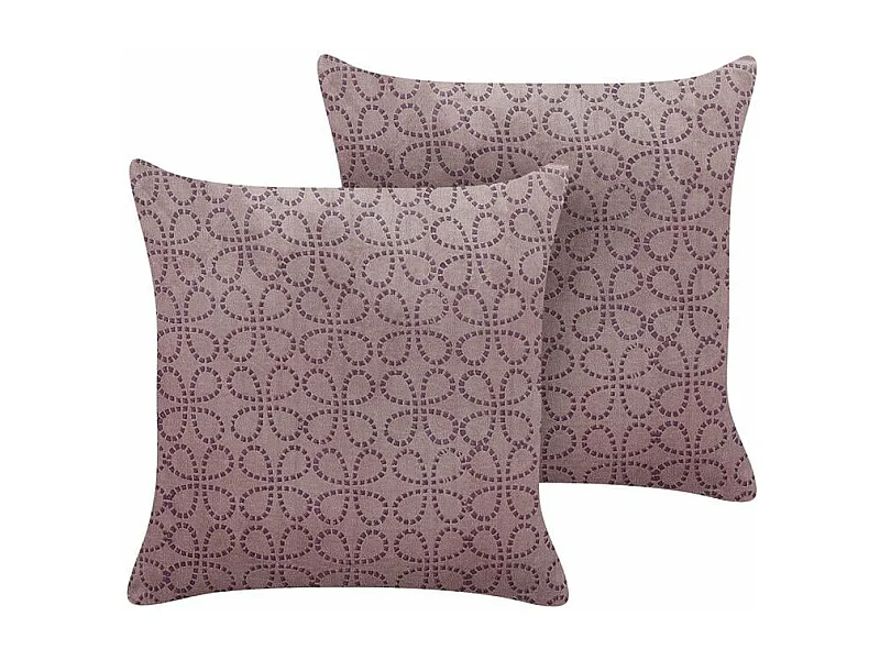 Conjunto de 2 almofadas decorativas LARKSPUR Veludo 45 x 45 cm Rosa Padrão geométrico