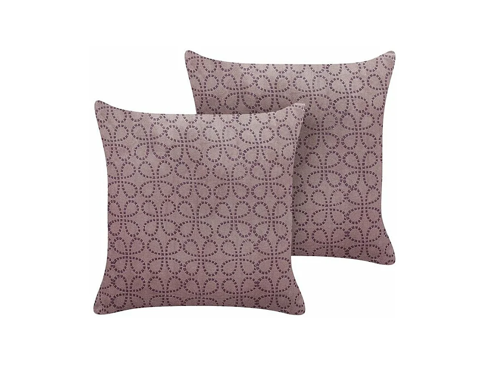 Zestaw 2 poduszek dekoracyjnych LARKSPUR Welur 45 x 45 cm Różowy Wzór geometryczny