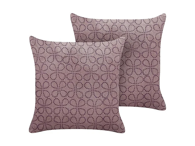 Set of 2 Decorative Cushions LARKSPUR Velvet 45 x 45 cm Pink Geometric Pattern