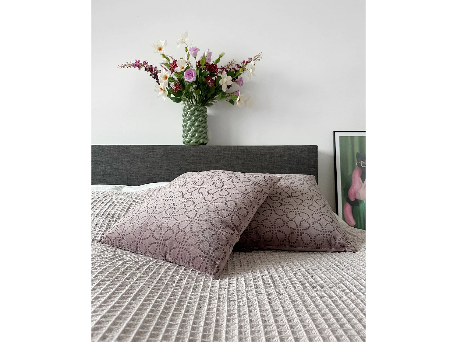 Set van 2 decoratieve kussens LARKSPUR Fluweel 45 x 45 cm Roze Geometrisch patroon