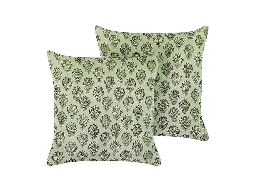 Zestaw 2 poduszek dekoracyjnych RUNGIA Welur 45 x 45 cm Zielony Wzór kwiatowy