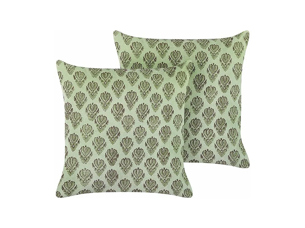 Lot de 2 coussins décoratifs RUNGIA Velours 45 x 45 cm Vert Motif floral