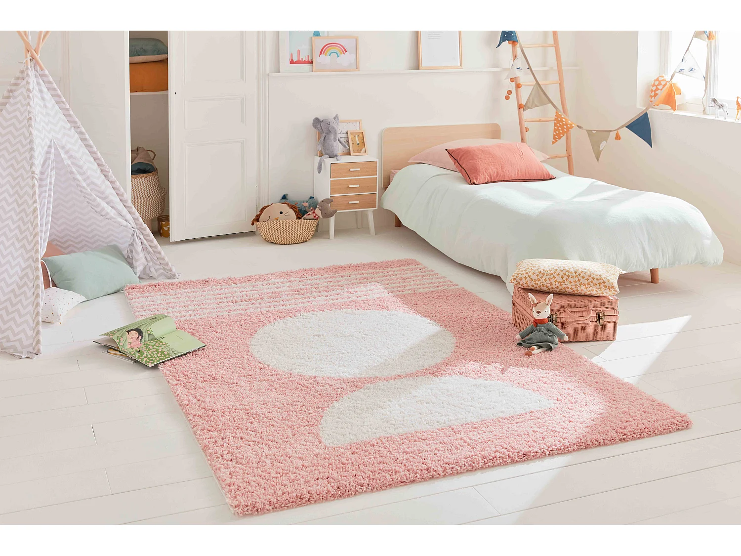 Tapis - shaggy - AQUARELLE - rose - 160x230cm