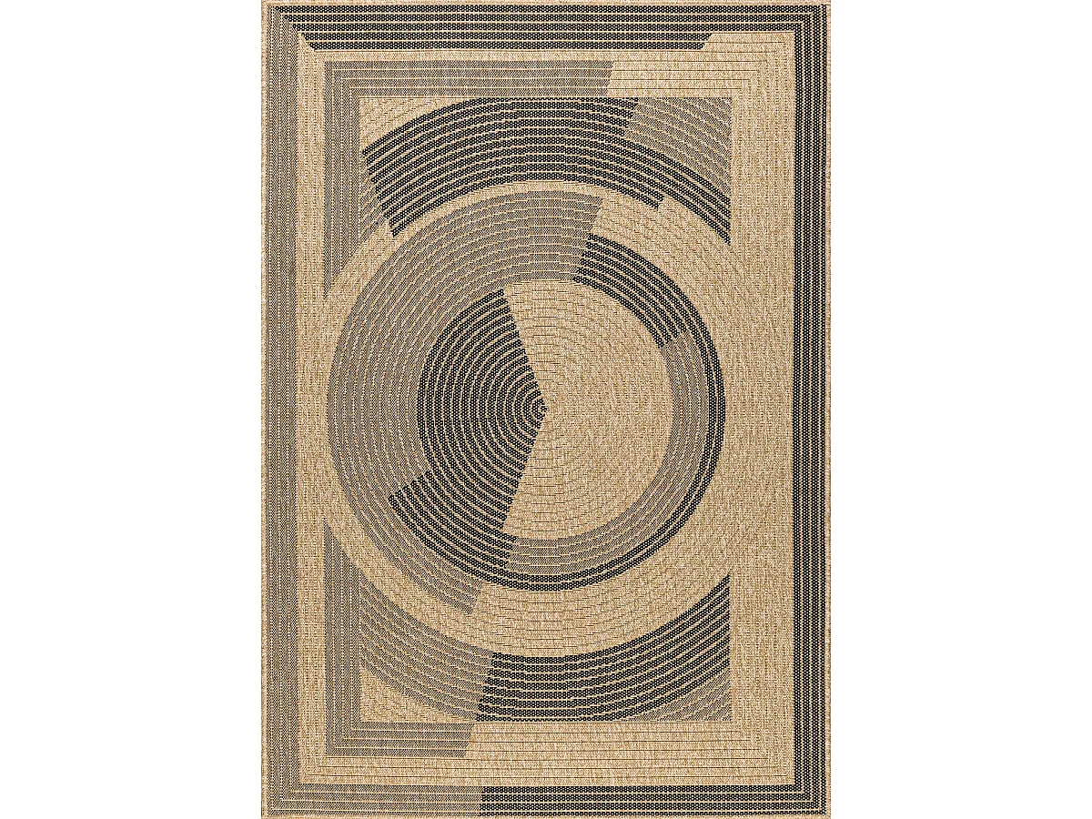 Tapis de salon - intérieur extérieur - rectangle - Nature -  aspect Jute - Noir - 120x170cm