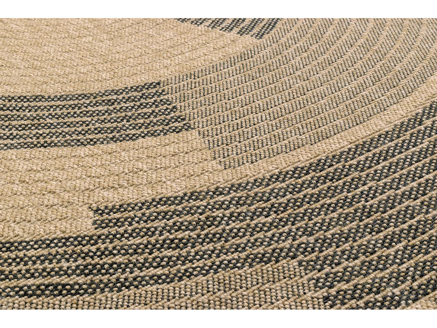 Tapis de salon - intérieur extérieur - rectangle - Nature -  aspect Jute - Noir - 120x170cm