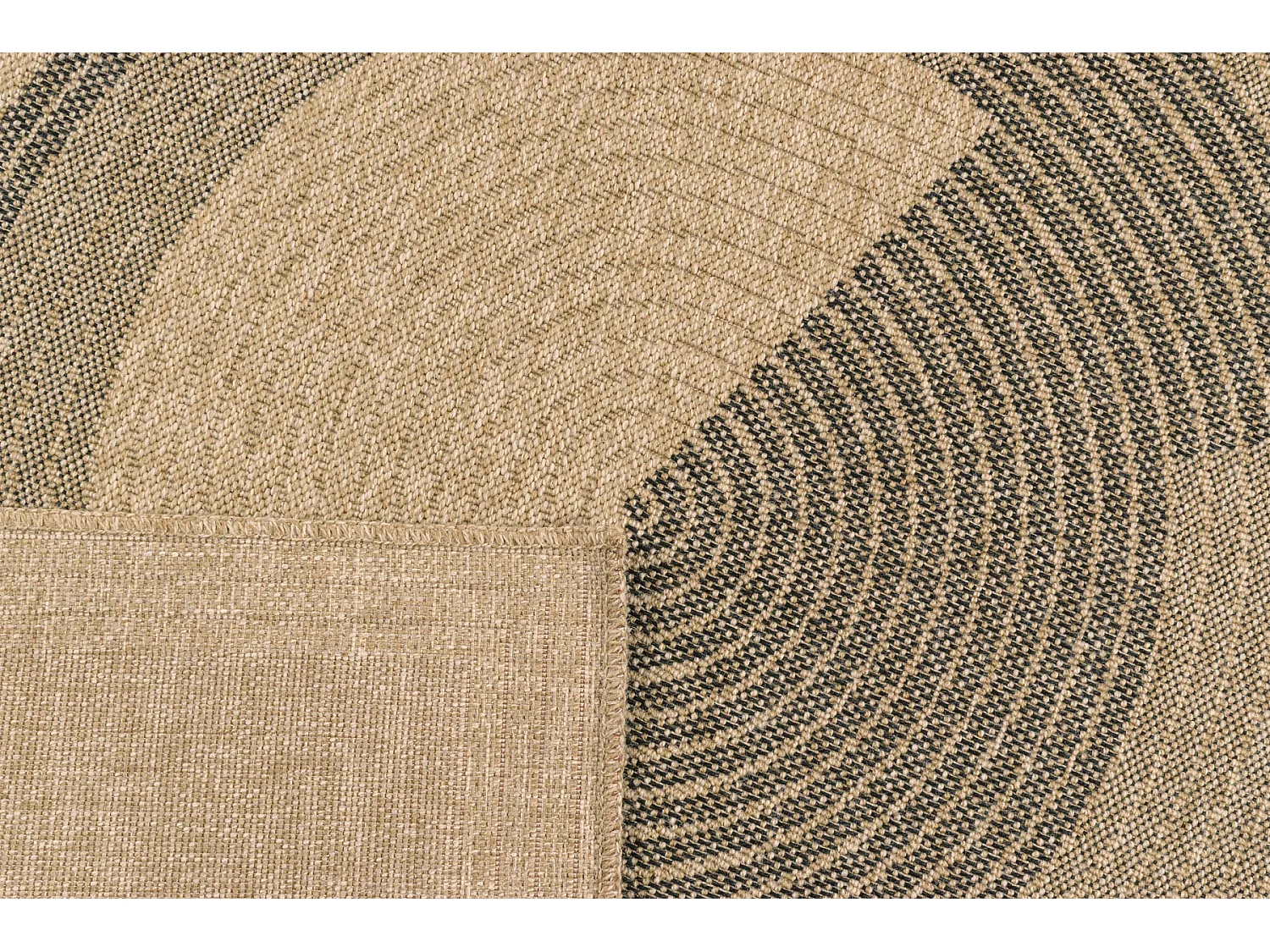 Tapis de salon - intérieur extérieur - rectangle - Nature -  aspect Jute - Noir - 120x170cm