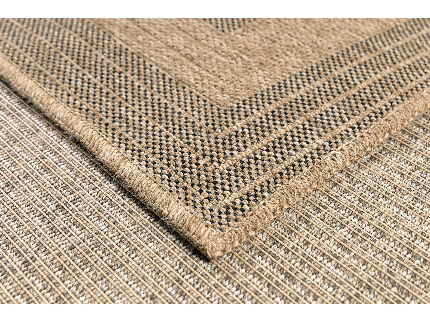 Tapis de salon - intérieur extérieur - rectangle - Nature -  aspect Jute - Noir - 120x170cm