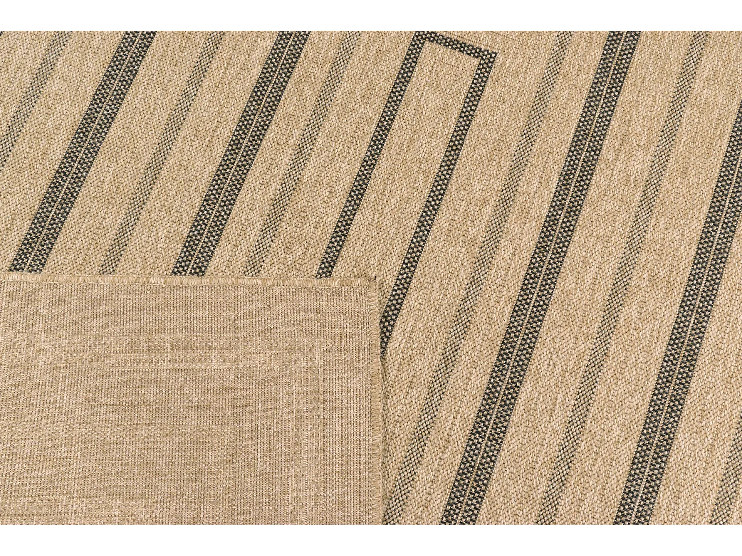 Tapis de salon - intérieur extérieur - rectangle - Nature -  aspect Jute - Noir - 60x90cm