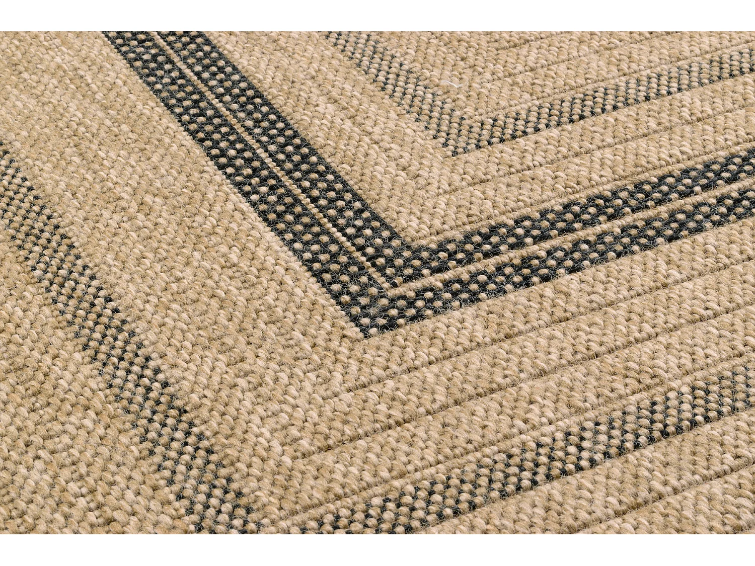 Tapis de salon - intérieur extérieur - rectangle - Nature -  aspect Jute - Noir - 60x90cm