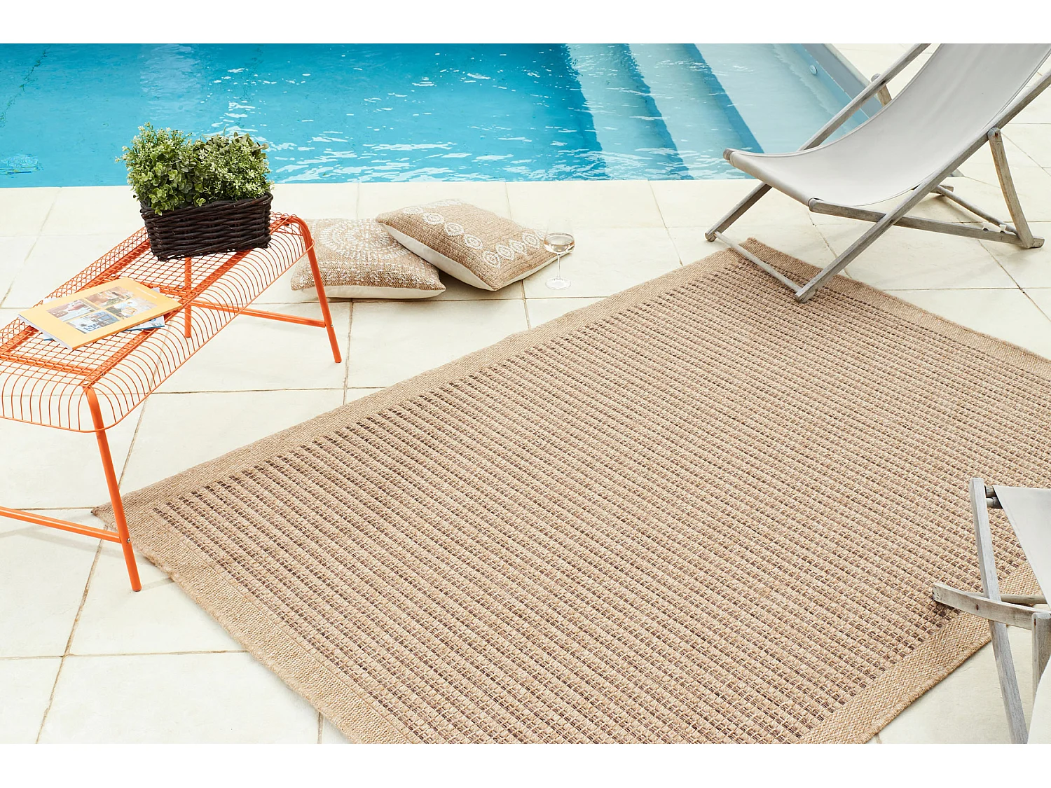 Tapis de salon - intérieur extérieur - rectangle - Nature -  aspect Jute - Marron - 120x170cm