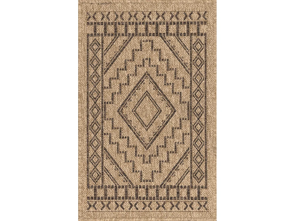 Tapis de salon - intérieur extérieur - rectangle - Nature -  aspect Jute - Marron - 50x80cm