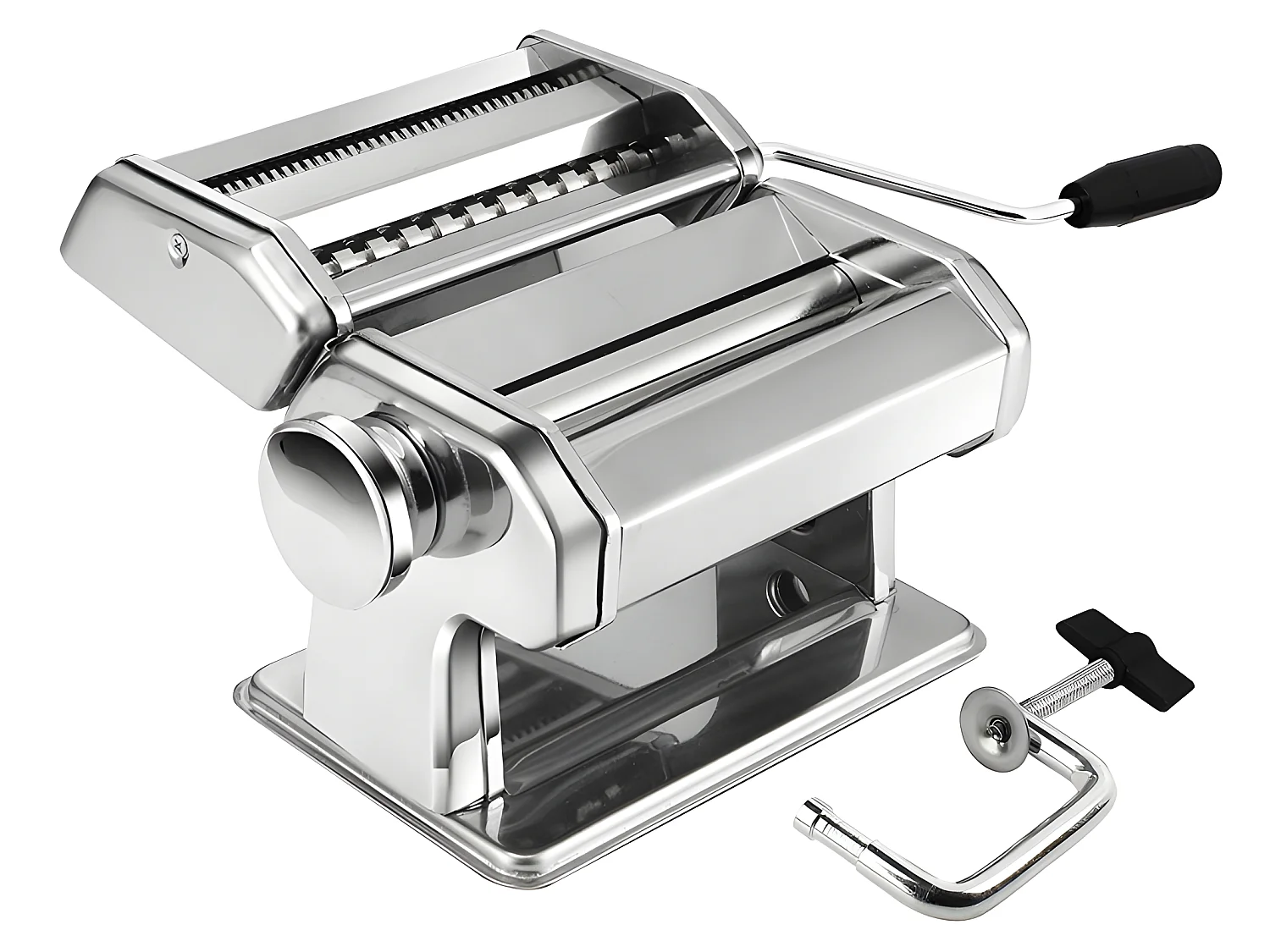 Macchina per Pasta Cenocco CC-9082 in Acciaio Inox Cromato con 8 Regolazioni di Spessore e Doppia Lama per Spaghetti/Fettucine