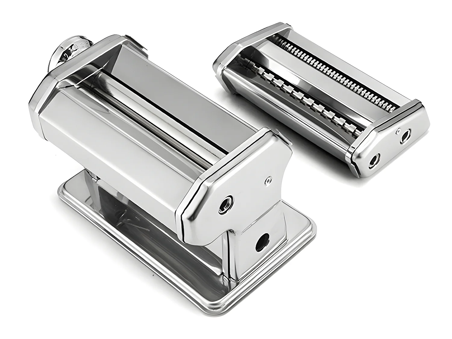 Macchina per Pasta Cenocco CC-9082 in Acciaio Inox Cromato con 8 Regolazioni di Spessore e Doppia Lama per Spaghetti/Fettucine