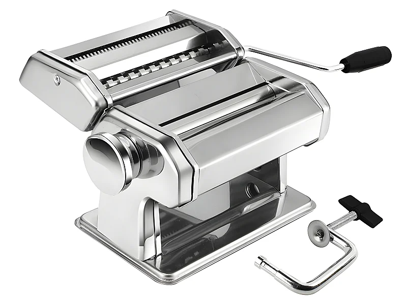 Macchina per Pasta Cenocco CC-9082 in Acciaio Inox Cromato con 8 Regolazioni di Spessore e Doppia Lama per Spaghetti/Fettucine