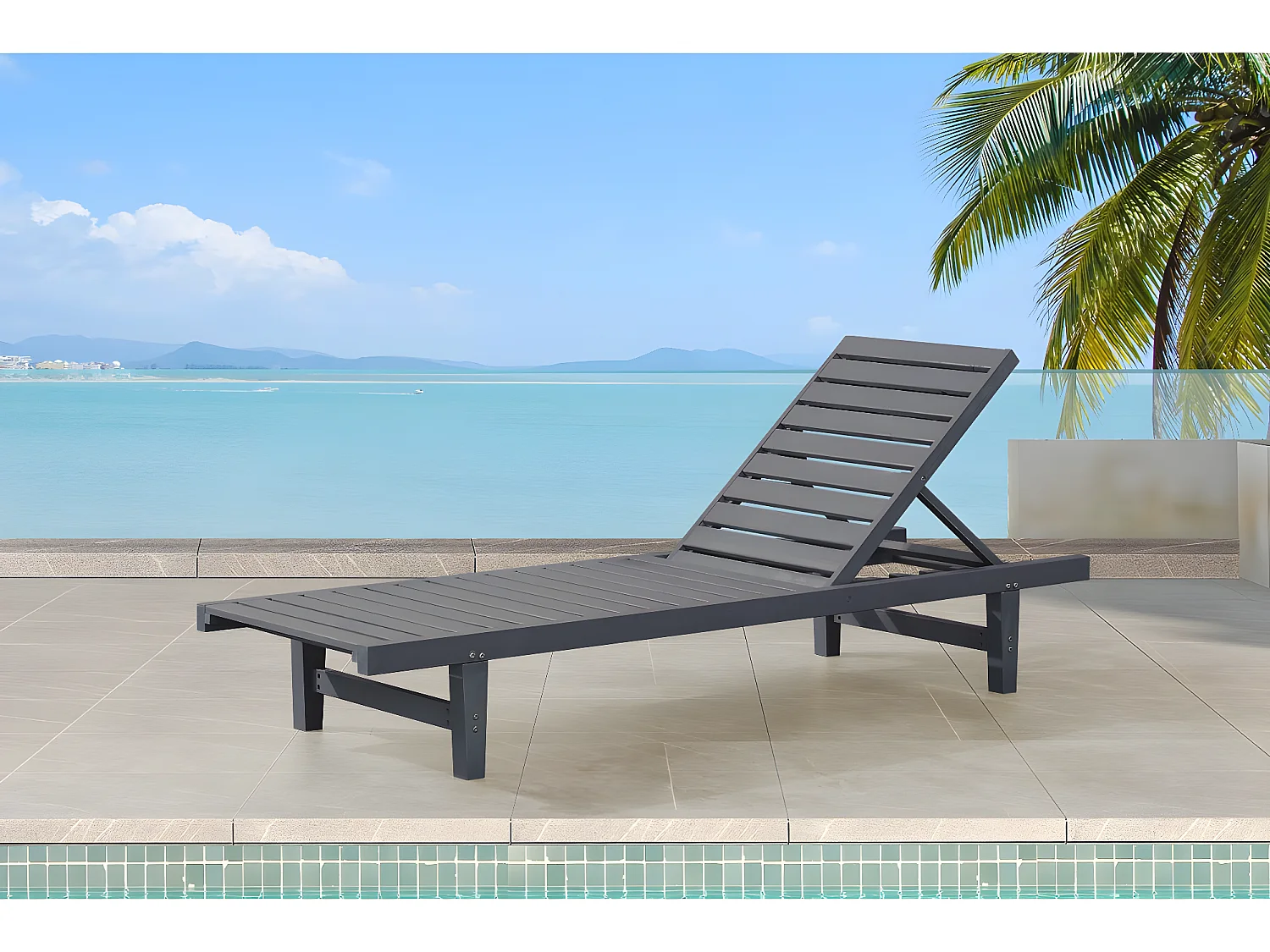 Bain de Soleil en bois "Rawai" -  Gris