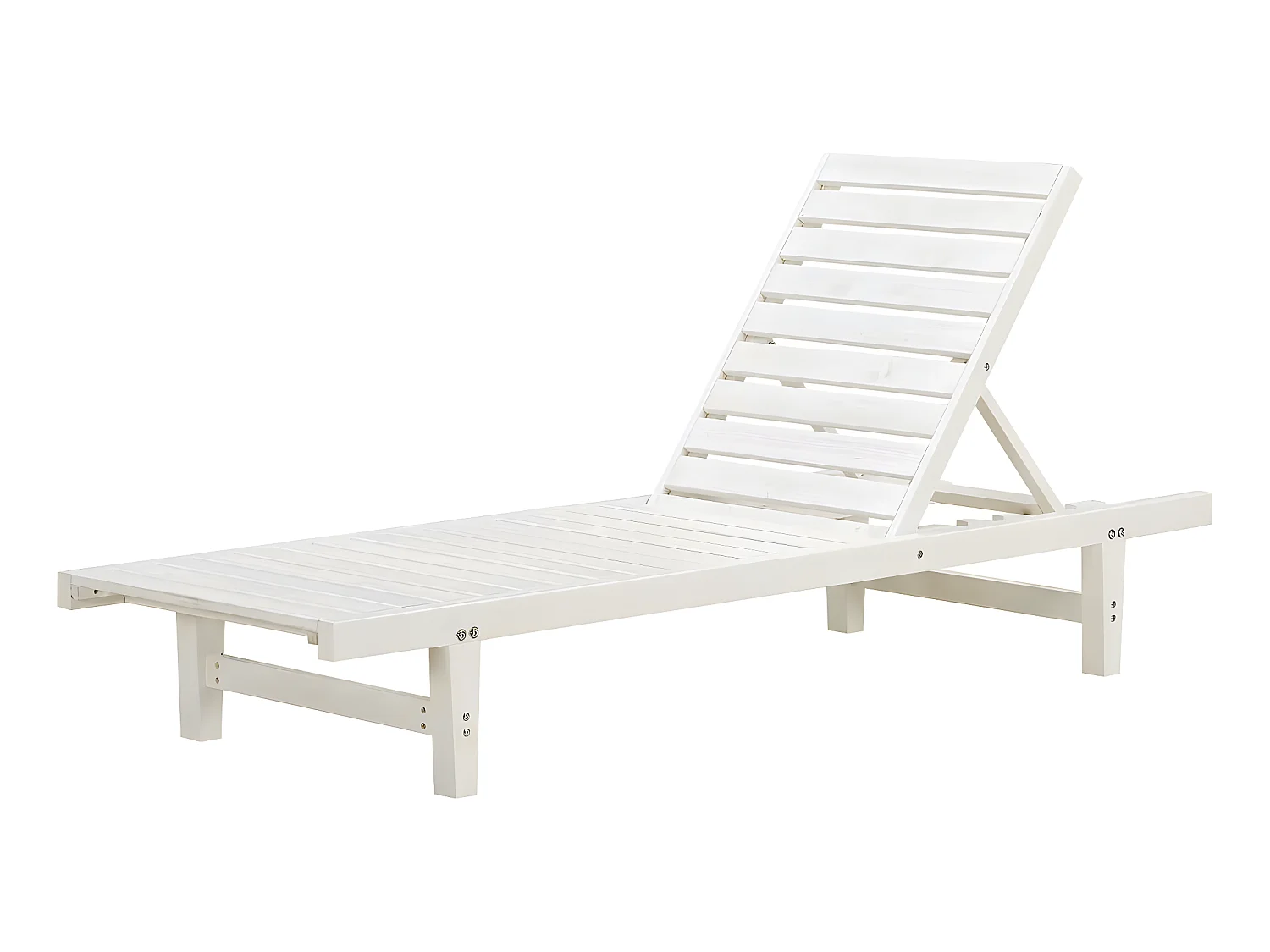 Espreguiçadeira de madeira branca "Rawai", reclinável com encosto confortável