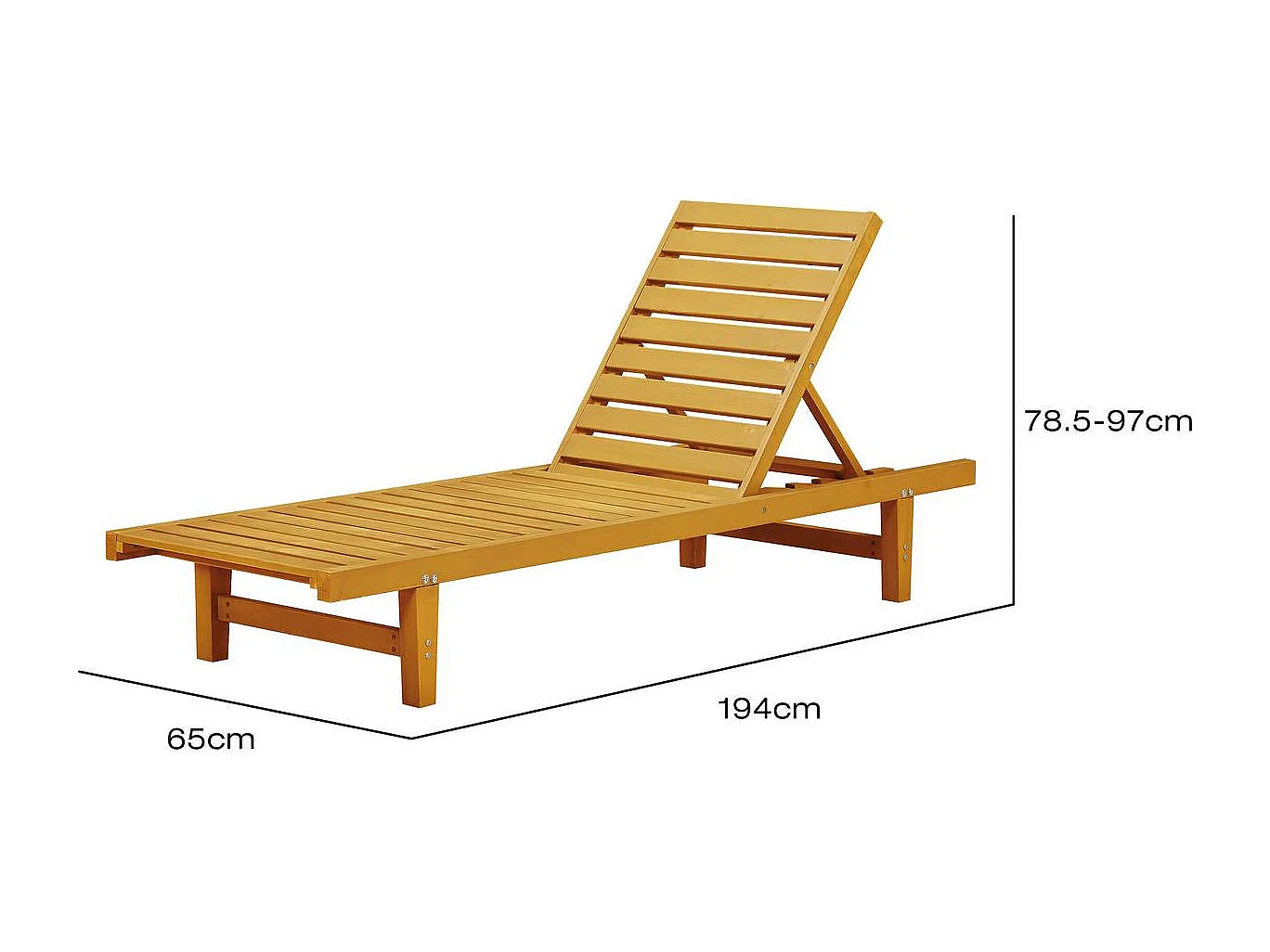 Lettino in legno "Rawai" - Marrone chiaro